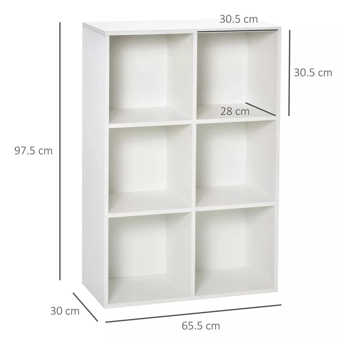 Image of a white 6 cube bookcase