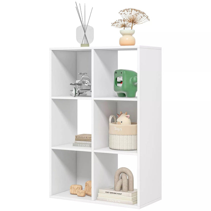 Image of a White 6 Cube Bookcase Storage Unit by Homcom.