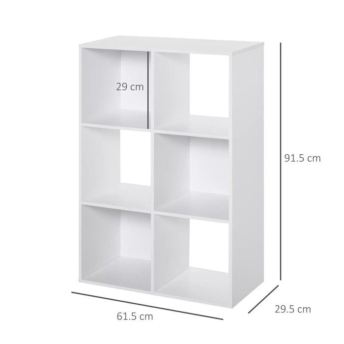 Image of a White 6 Cube Bookcase Storage Unit by Homcom.