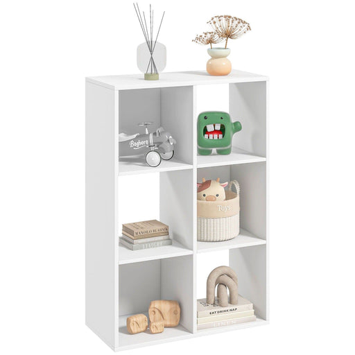 Image of a White 6 Cube Bookcase Storage Unit by Homcom.