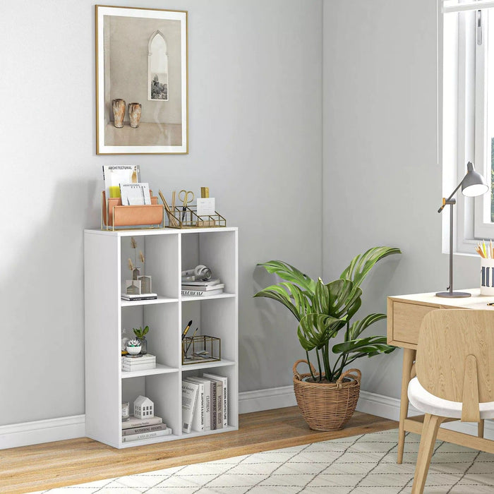 Image of a White 6 Cube Bookcase Storage Unit by Homcom.