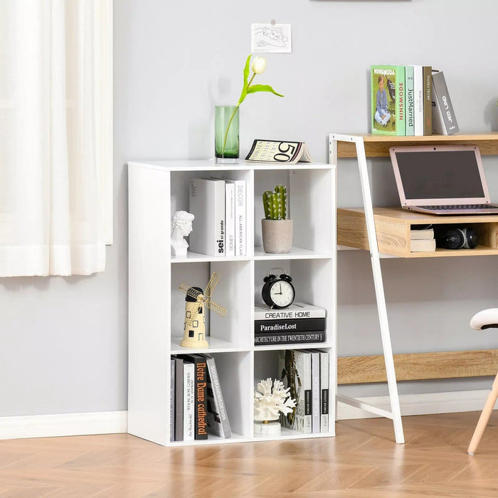 Image of a White 6 Cube Bookcase Storage Unit by Homcom.