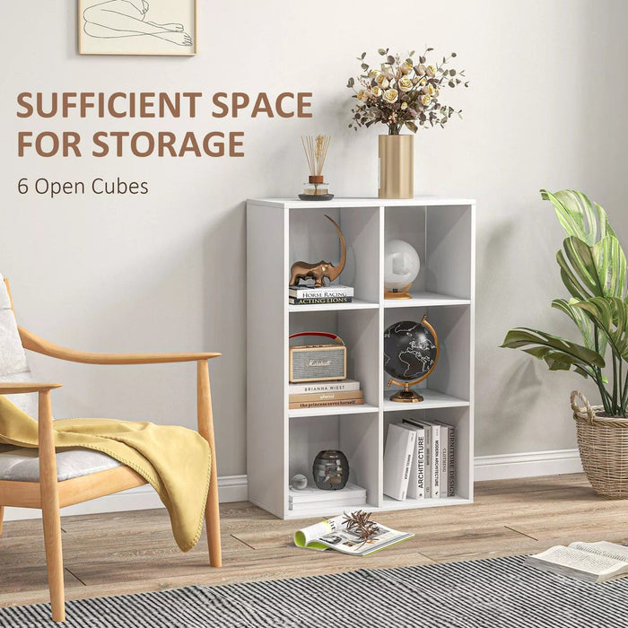 Image of a White 6 Cube Bookcase Storage Unit by Homcom.