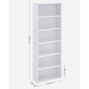 White 6 Shelf 60cm Wide Bookcase by Vasagle