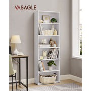 White 6 Shelf 60cm Wide Bookcase by Vasagle