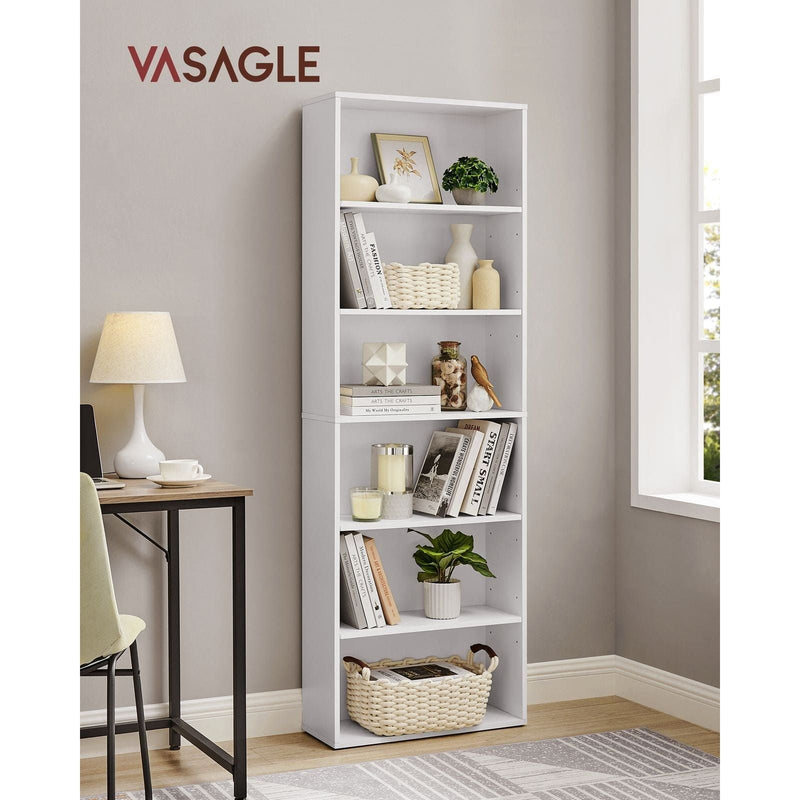 White 6 Shelf 60cm Wide Bookcase by Vasagle