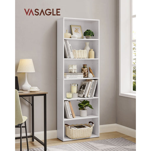 White 6 Shelf 60cm Wide Bookcase by Vasagle