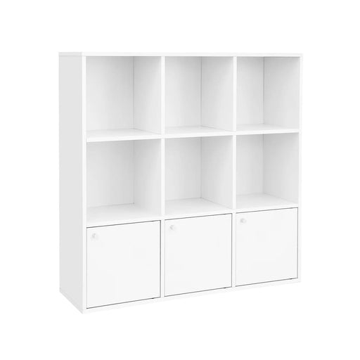 Image of a White Bookcase With Doors on Bottom by Vasagle Furniture.