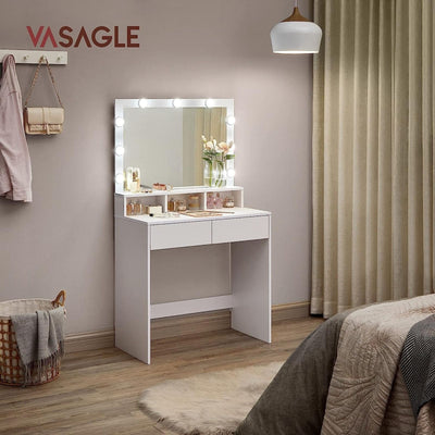 Image of a White Dressing Table With Mirror and Lights