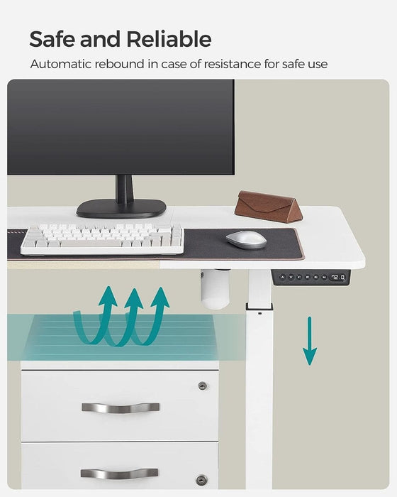 Image of a Songmics White Electric Height Adjustable Desk For Home Office