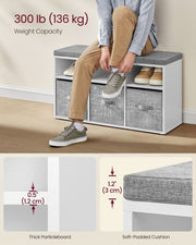 White Entryway Bench With Cushion by Vasagle - 87x30x48cm