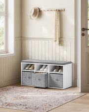 White Entryway Bench With Cushion by Vasagle - 87x30x48cm