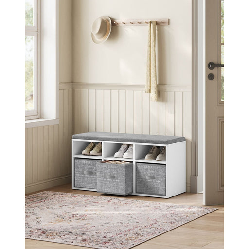 White Entryway Bench With Cushion by Vasagle - 87x30x48cm