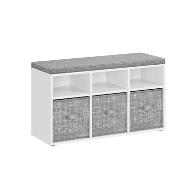 White Entryway Bench With Cushion by Vasagle - 87x30x48cm