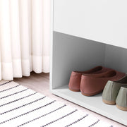 White Entryway Bench With Grey Cushioned Seat by Vasagle