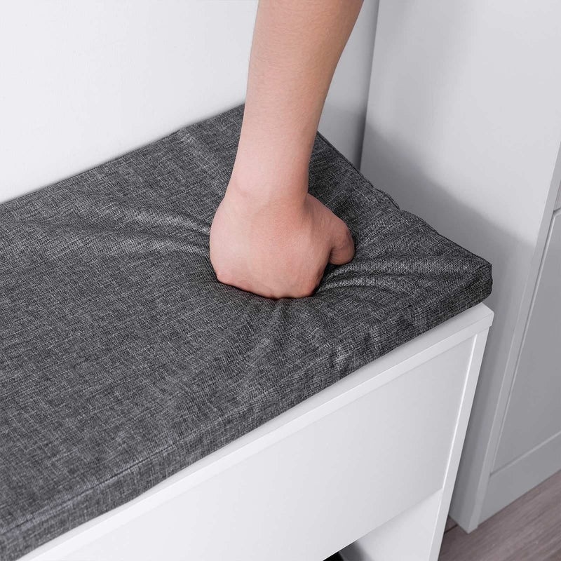 White Entryway Bench With Grey Cushioned Seat by Vasagle