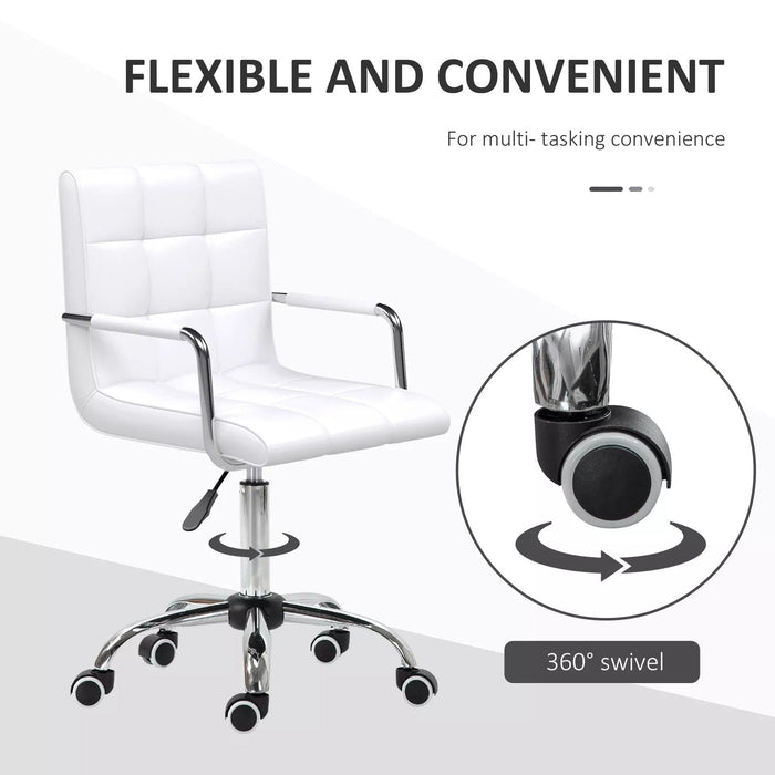 Image of a white faux leather desk chair