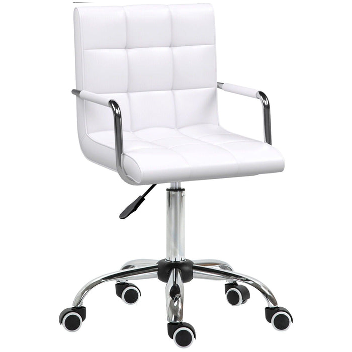 Image of a white faux leather desk chair