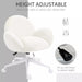 Image of a White Fluffy Desk Chair With Wheels.