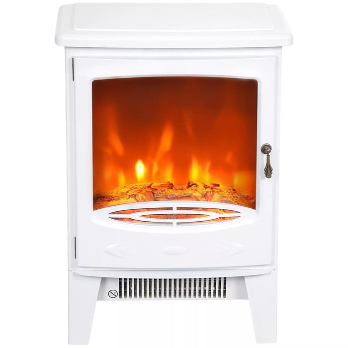 Image of a White Free Standing Electric Log Burner