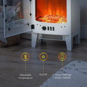 Image of a White Free Standing Electric Log Burner