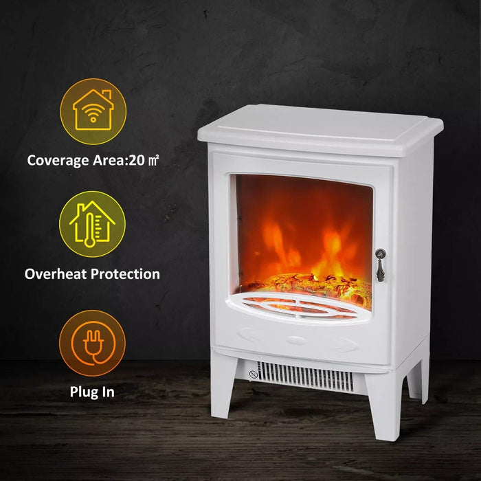 Image of a White Free Standing Electric Log Burner