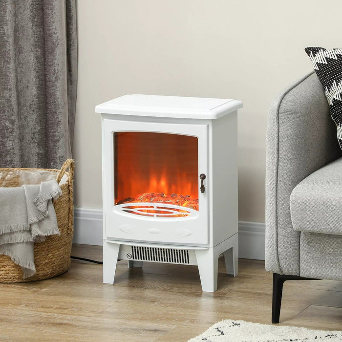 Image of a White Free Standing Electric Log Burner