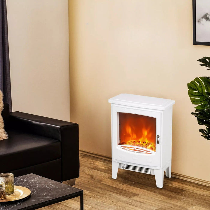 Image of a White Free Standing Electric Log Burner