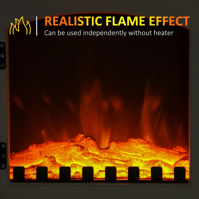 Image of a White Freestanding Electric Fireplace With Realistic Flame Effect