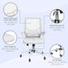 Image of a white mesh desk chair with wheels for home office.