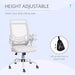 Image of a white mesh desk chair with wheels for home office.