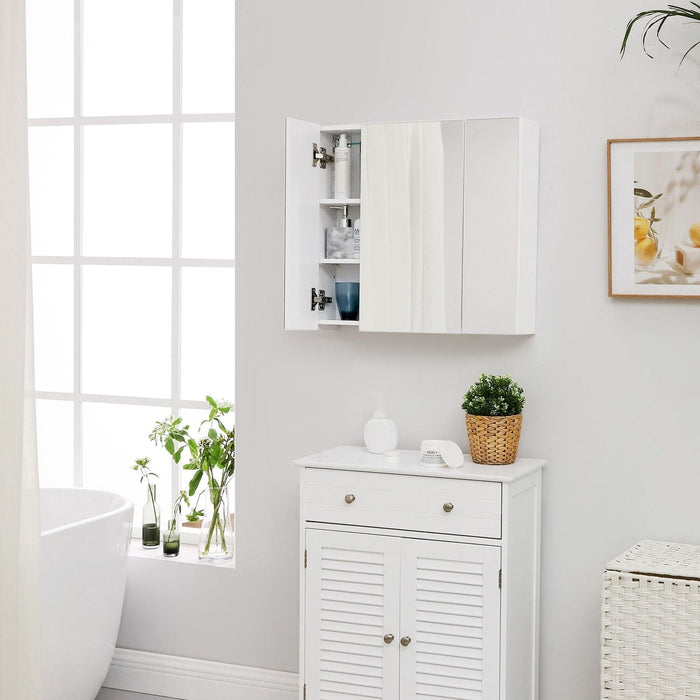 Image of a White Mirrored Bathroom Wall Cabinet by Vasagle