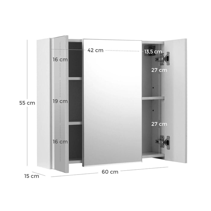 Image of a White Mirrored Bathroom Wall Cabinet by Vasagle