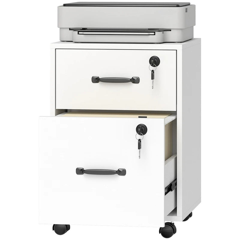 Mobile Office Filing Cabinet With 2 Drawers And Hanging Folder Storage For Home Office