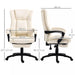 Image of a white office chair with foot rest and swivel wheels