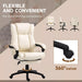 Image of a white office chair with foot rest and swivel wheels