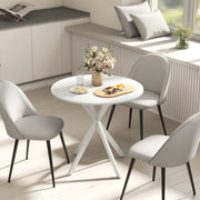 White Round Dining Table for 4 with Easy Clean White Top and Stable Legs (80cm)