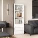 Image of a Tall White 3 Tier Bookcase With 3 Drawers on the bottom. This bookcase has 3 spacious shelves and 3 handle less drawers.
