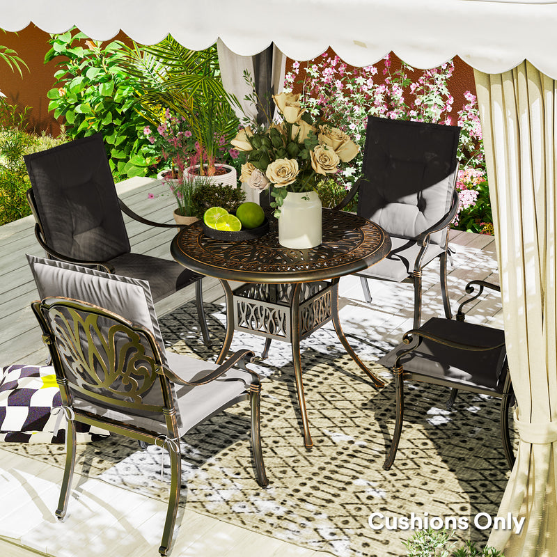 Set of Four Padded Garden Seat Cushions Charcoal Grey by Outsunny