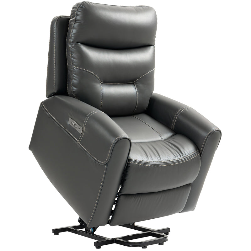 Charcoal Grey Power Lift Recliner Chair for Elderly with USB Ports and Remote Control by HOMCOM