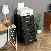 Mobile 7 Drawer Filing Cabinet for Home Office Storage with Lockable Wheels, Black