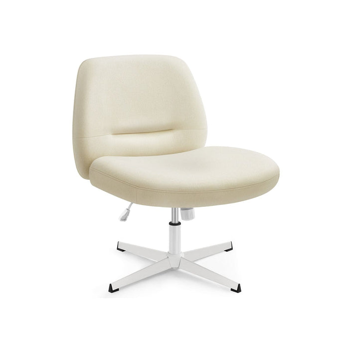 Image of a Cream Wide Seat Armless Desk Chair Without Wheels