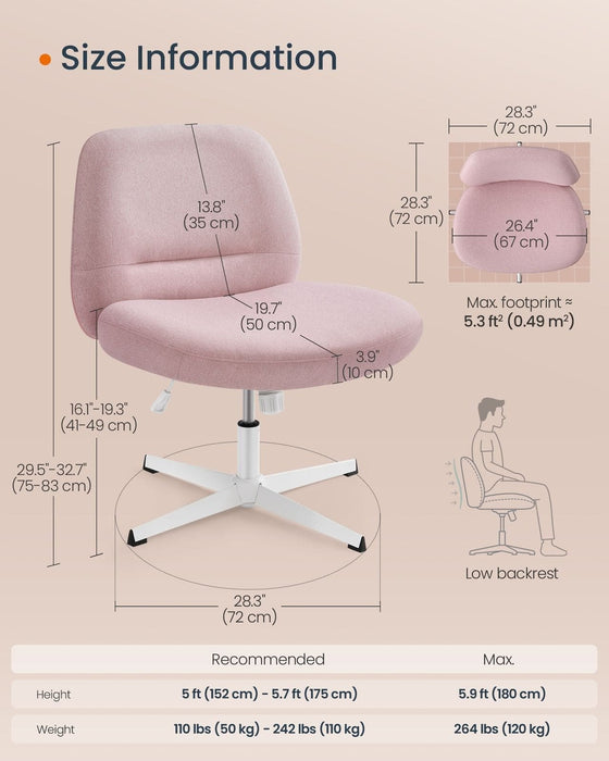 Wide Seat Armless Desk Chair Without Wheels Designed For Comfort Opal Retail