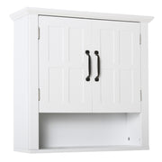 Wall Mounted Storage Cabinet with Adjustable Shelf for Bathroom or Kitchen White AOSOM
