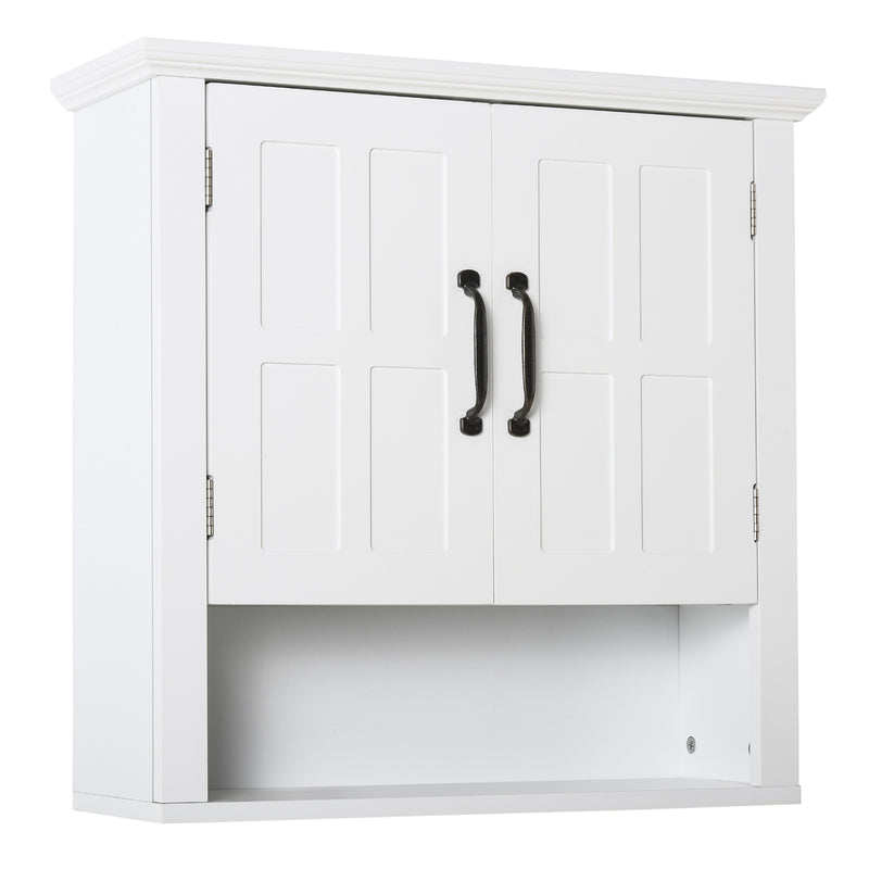 Wall Mounted Storage Cabinet with Adjustable Shelf for Bathroom or Kitchen White AOSOM