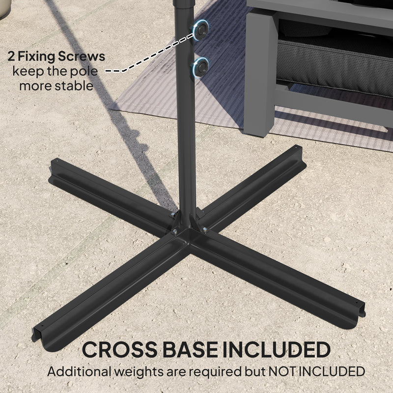 Black 2.5M Cantilever Garden Parasol with 360Â° Rotation and Cross Base by Outsunny
