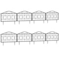 8 Piece Rustproof Metal Garden Fence Panels for Flower Beds and Pet Barrier, Black