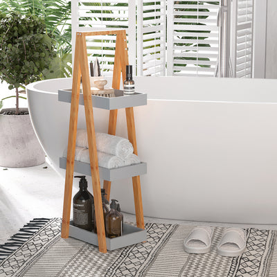 3 Tier Freestanding Bamboo Bathroom Shelf Unit A Frame Storage Organiser Natural