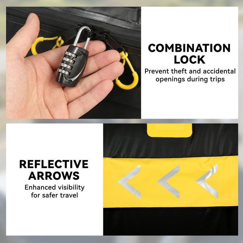 Car Roof Bag Waterproof Extra Storage for Comfortable Family Road Trips Black Yellow Outsunny