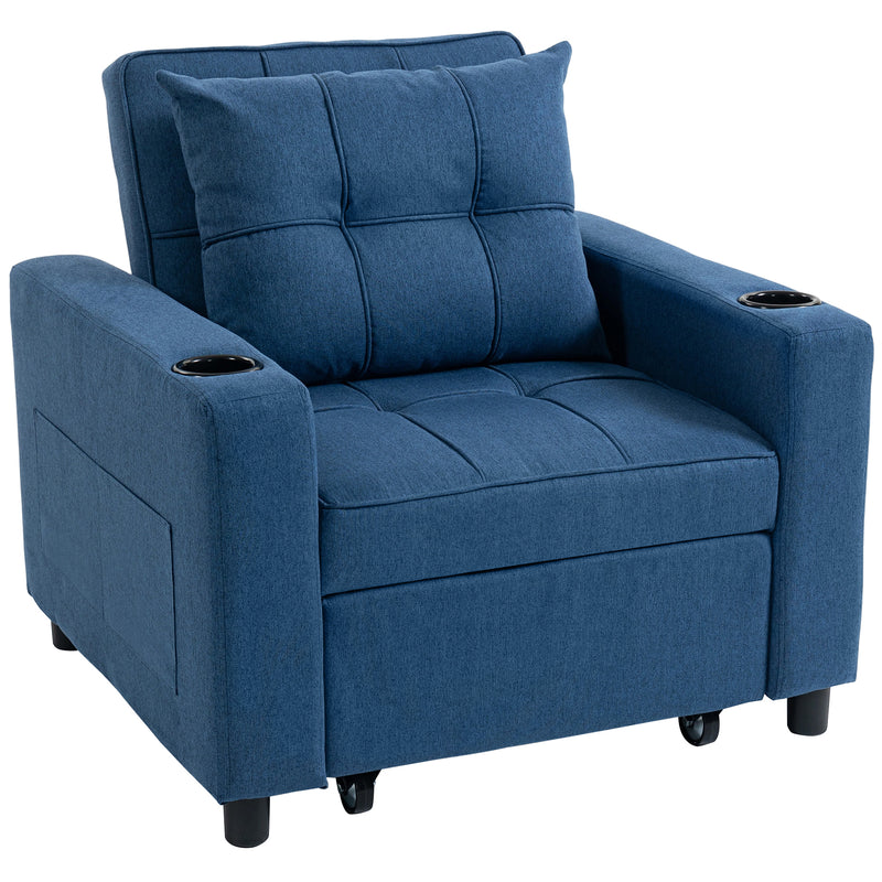 3 in 1 Sofa Bed Convertible Single Sleeper Chair Bed Recliner for Guest Rooms and Lounges